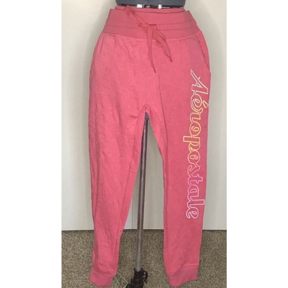 AERO AEROPOSTALE NYC Joggers Size Med Womens Lounge Pants Magenta Pink Rainbow